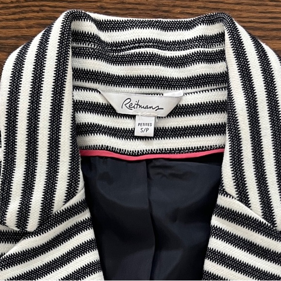 Striped Navy and White Women's Blazer - Picture 2 of 6